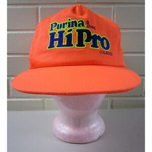Vintage 90s Purina Hi Pro Hat Cap Snap Back Neon Orange Embroidered Promo Mens